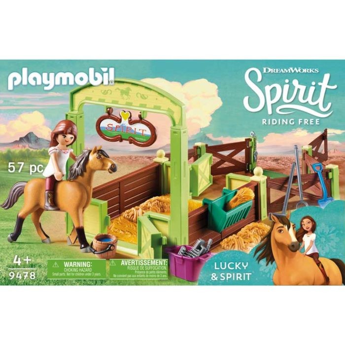 Playmobil 9478 Lucky and Spirit with Horse Stall - Teton